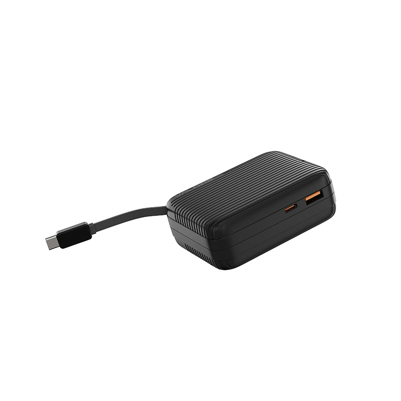 Valore PD30W 10000mAh Retractable Cable Powerbank (PD45) - Black