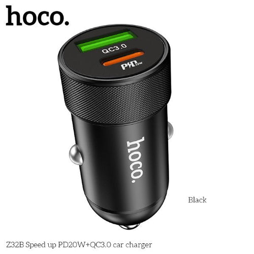 Hoco Z32B Speed up PD20W+QC3.0 Car Charger (Black)
