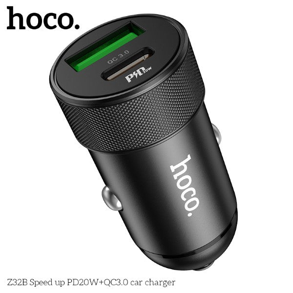 Hoco Z32B Speed up PD20W+QC3.0 Car Charger (Black)