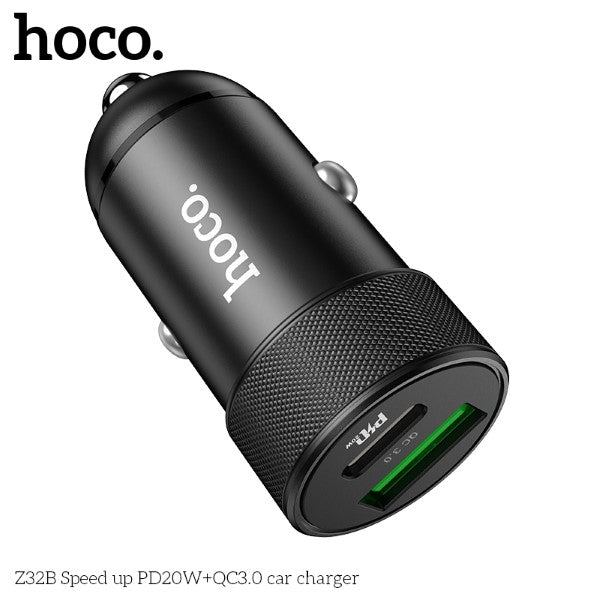 Hoco Z32B Speed up PD20W+QC3.0 Car Charger (Black)