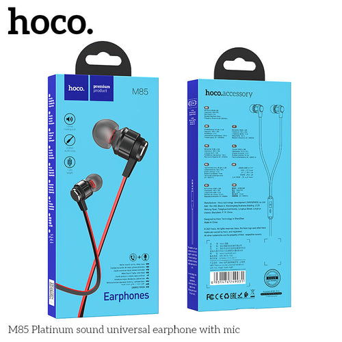 Hoco M85 Earphone with Mic (Black)