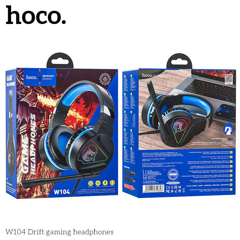 Hoco W104 Drift Gaming Headphone Blue+Black