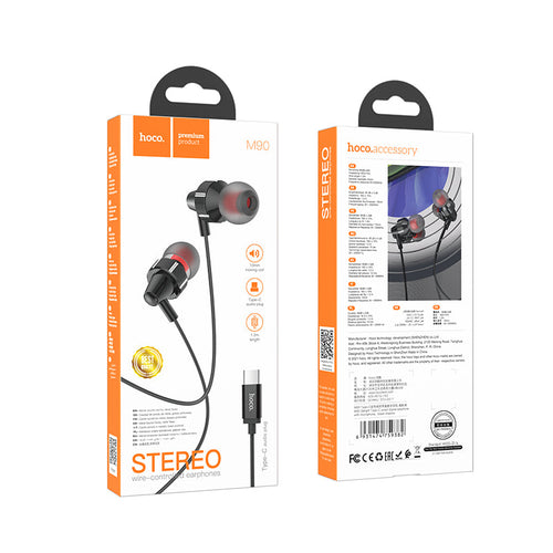 Hoco M90 Delight Type-C Wired Digital Earphone with Microphone (Silver)