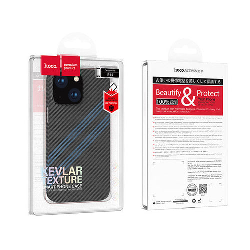 Hoco Cave Slim Protective Case For iPhone 14 (Black + Blue)