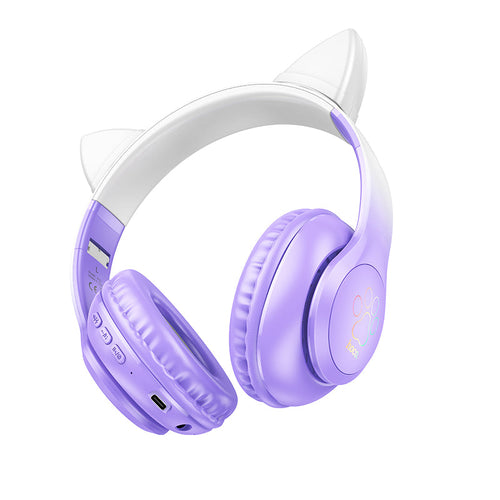 Hoco W42 Cat Ears Over-Ear BT Headphones (Purple Grape)