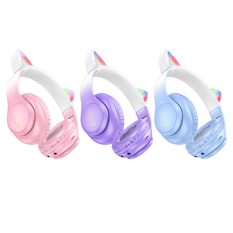 Hoco W42 Cat Ears Over-Ear BT Headphones (Purple Grape)