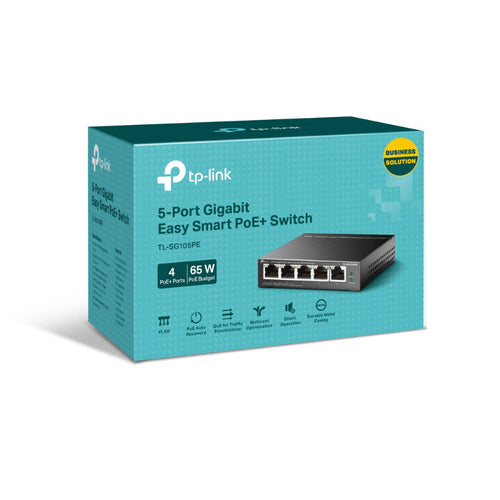 TP-Link TL-SG105PE 5-Port Gigabit Easy Smart PoE Switch with 4-Port PoE+