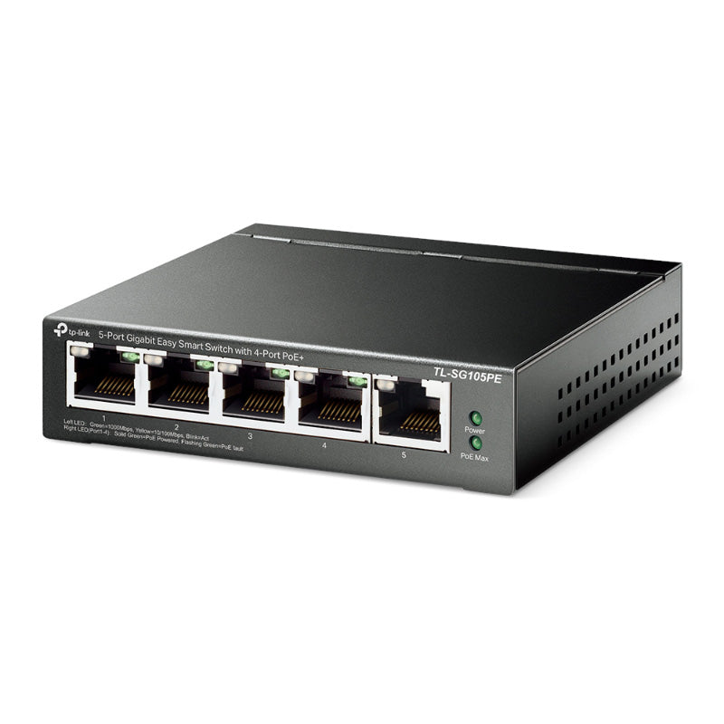 TP-Link TL-SG105PE 5-Port Gigabit Easy Smart PoE Switch with 4-Port PoE+