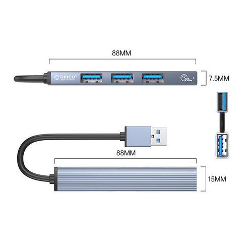 Orico AH-A13-GY-BP 4 Ports USB-A To USB 3.0 Hub (Grey)