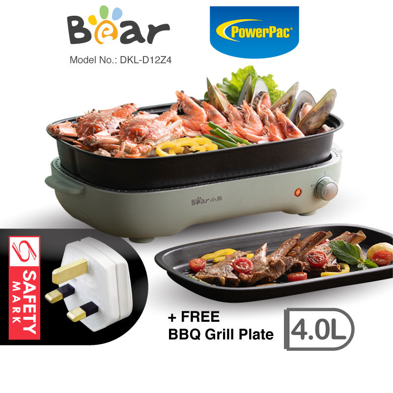 Bear DKL-D12Z4 Steamboat with BBQ Plate 4.0L