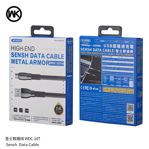 WK WDC-107 Saints Zinc Alloy Type-C USB Cable (Black)