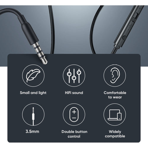 Joyroom Dynamic in-Ear Wired Control Headphone (Black)