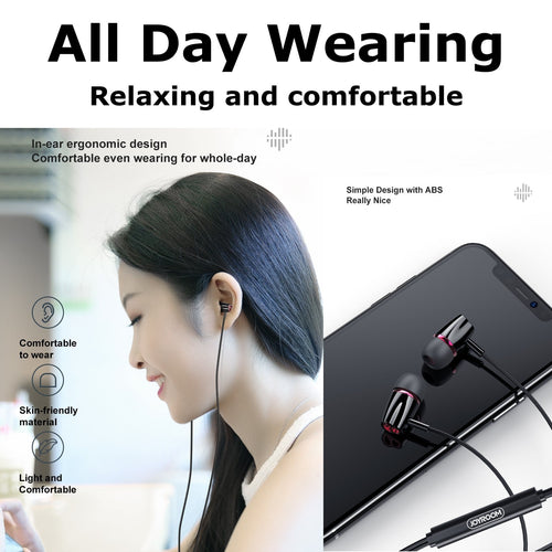 Joyroom Dynamic in-Ear Wired Control Headphone (Black)