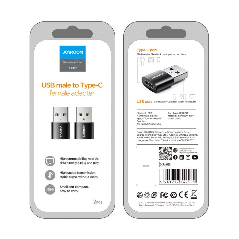 Joyroom USB to TypeC Adapter (X2)