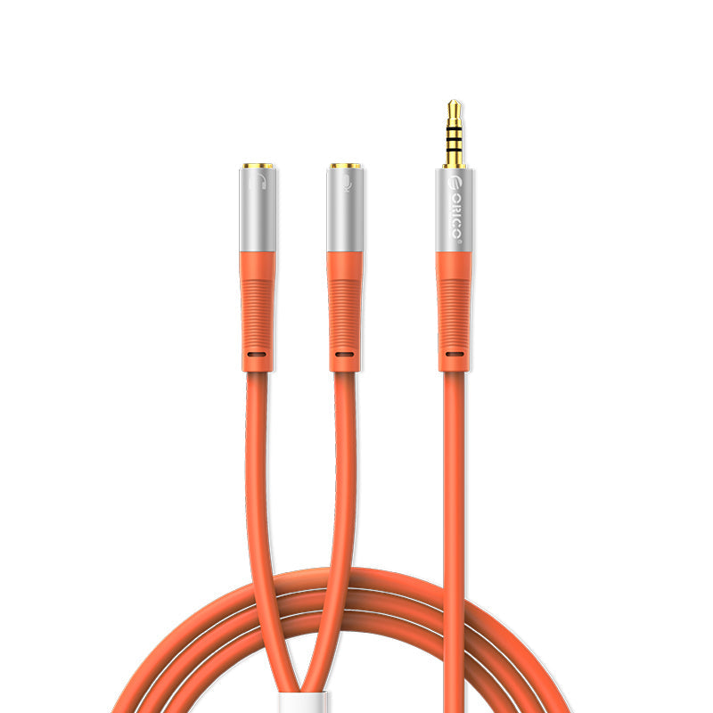 ORICO AX2-10-OR-BP 3.5mm Headphone Splitter Mic Cable 1M (Orange)