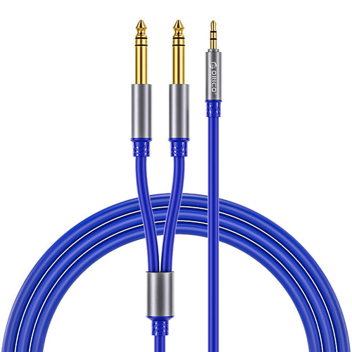 ORICO AX2N-10-BL-BP 3.5mm to Dual 6.5mm Audio Cable 1M (Blue)