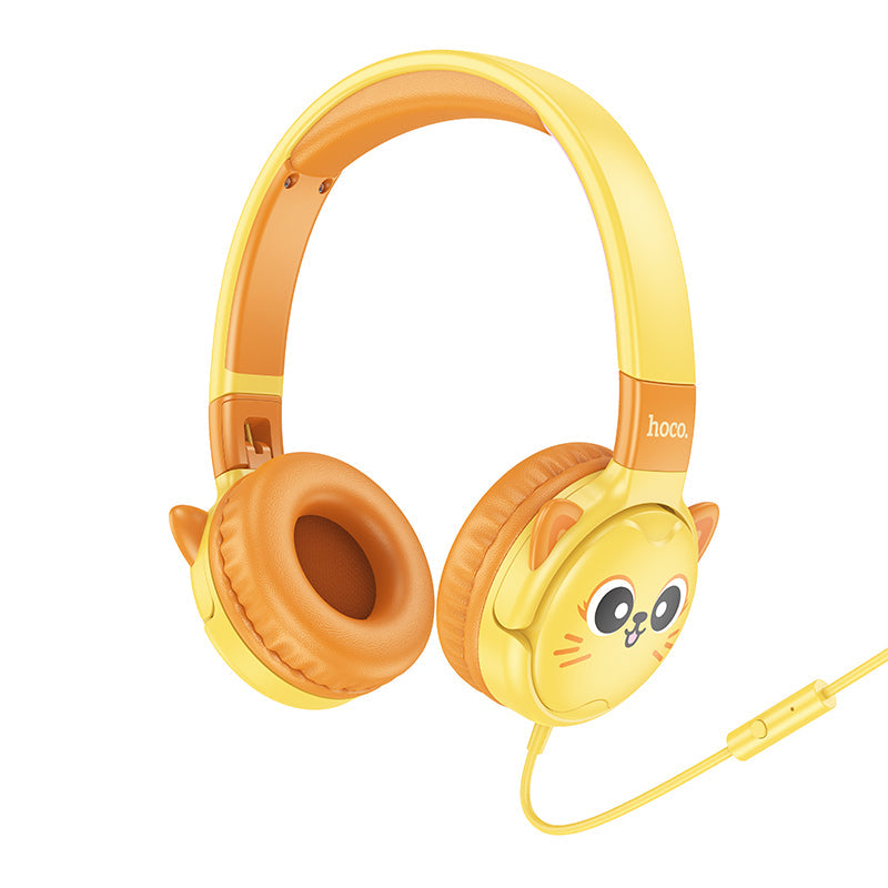 Hoco W61 Voice Wired Headphones for Children (Sun Yellow)