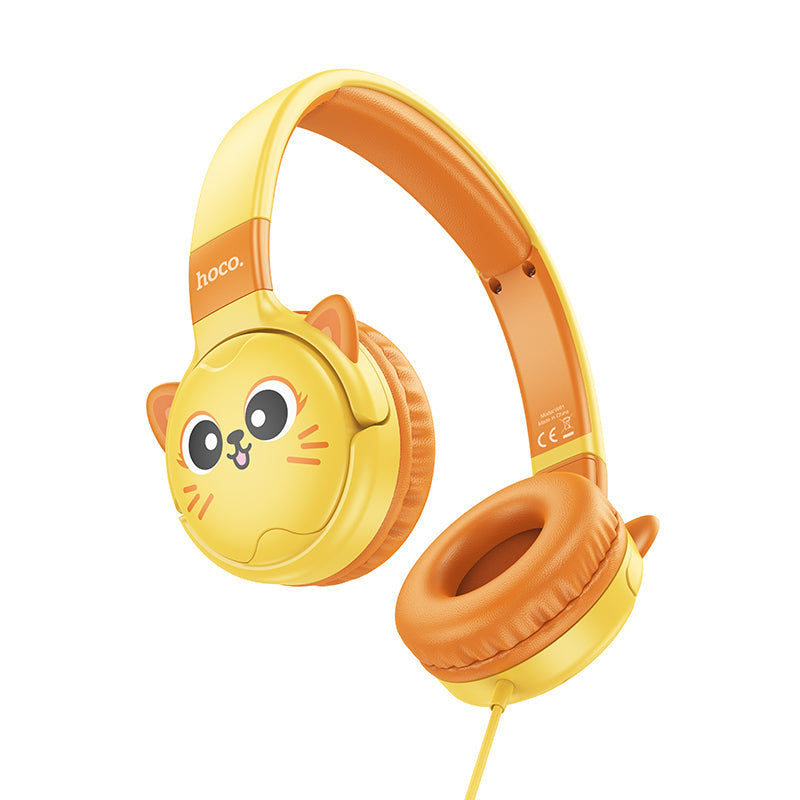 Hoco W61 Voice Wired Headphones for Children (Sun Yellow)