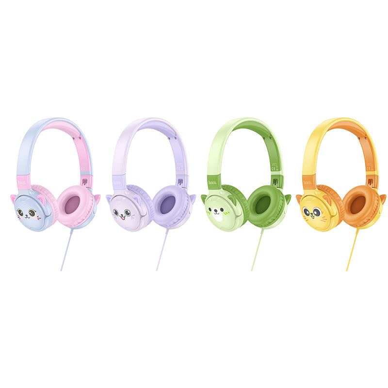 Hoco W61 Voice Wired Headphones for Children (Sun Yellow)
