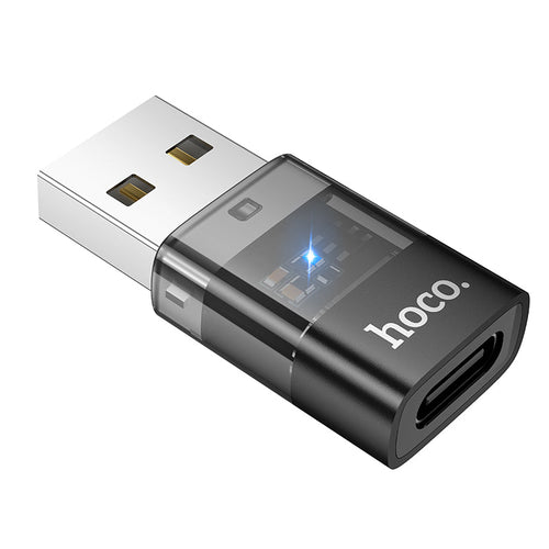 Hoco UA36C USB-A to USB-C USB2.0 Transparent Adapter (Black)
