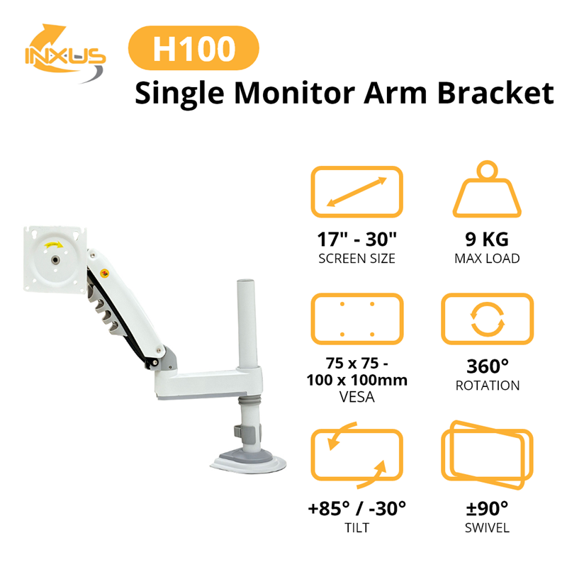 Northbayou H100 Single Monitor Arm (White)