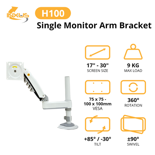 Northbayou H100 Single Monitor Arm (White)