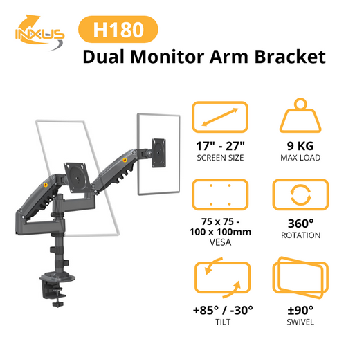 Northbayou H180 Dual Monitor Arm (White)