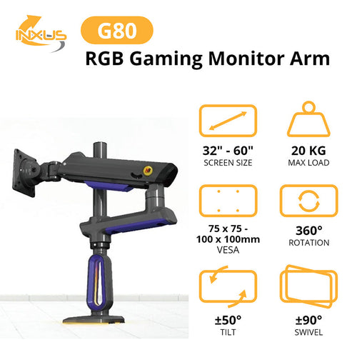 Northbayou G80 Gaming Monitor Arm Blue with RGB