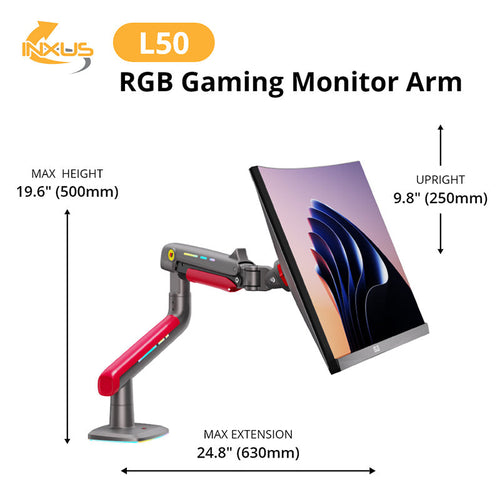 Northbayou L50 Gaming Monitor Arm Red with RGB