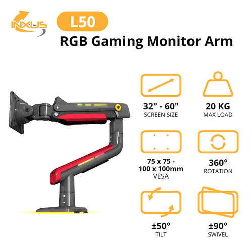 Northbayou L50 Gaming Monitor Arm Red with RGB