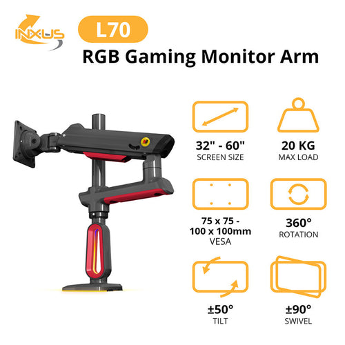 Northbayou L70 Gaming Monitor Arm Red with RGB