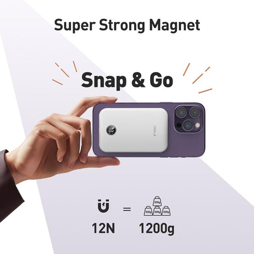 IWalk PowerGrip Slim 5000mAh Magnetic Wireless PowerBank for iPhone White
