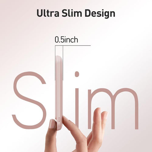 IWalk PowerGrip Slim 5000mAh Magnetic Wireless PowerBank for iPhone Pink