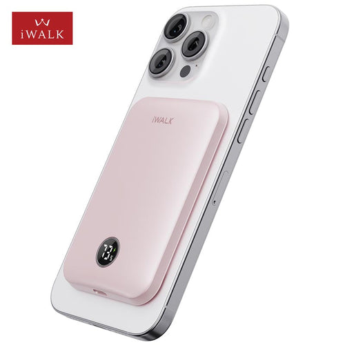 IWalk PowerGrip Slim 5000mAh Magnetic Wireless PowerBank for iPhone Pink