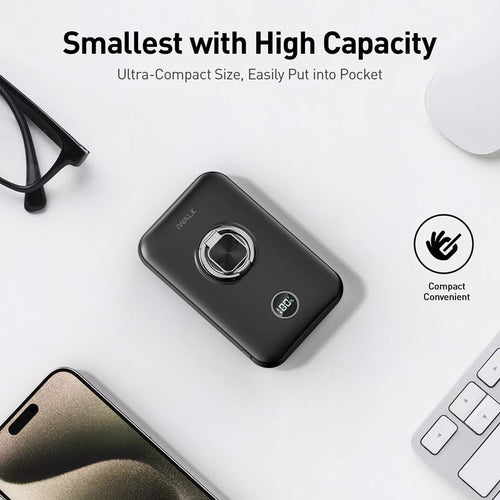 IWalk PowerGrip 10000mAh Magnetic Wireless PowerBank for iPhone (Black)