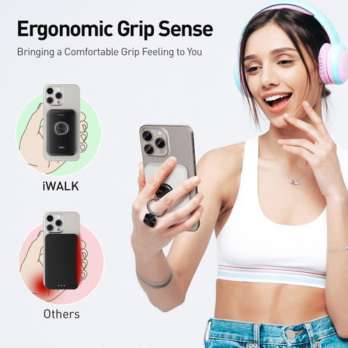 IWalk PowerGrip 10000mAh Magnetic Wireless PowerBank for iPhone (Black)