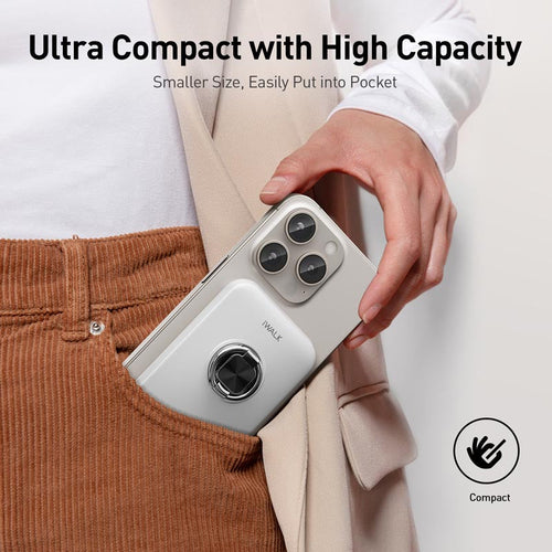 IWalk PowerGrip 10000mAh Magnetic Wireless PowerBank for iPhone (White)