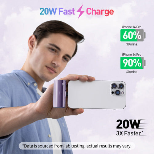 iWalk Linkpod X 5000mAh 20W Fast Charge 2-in-1 Power Bank (Purple)