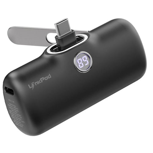 IWalk LinkPod Style 5000mAh Type C Power Bank with Foldable Stand (Black)