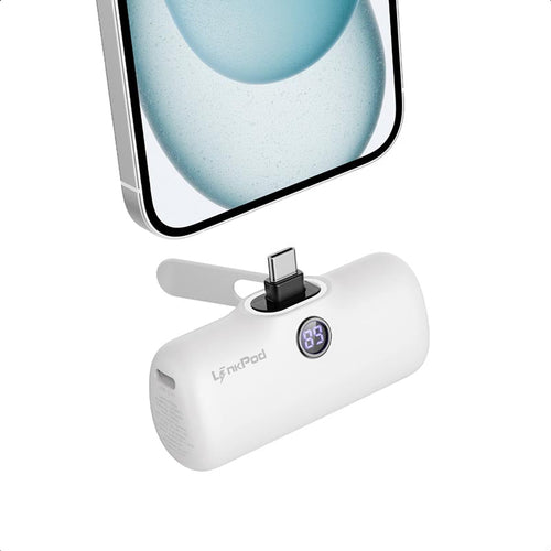 IWalk LinkPod Style 5000mAh Type C Power Bank with Foldable Stand (White)