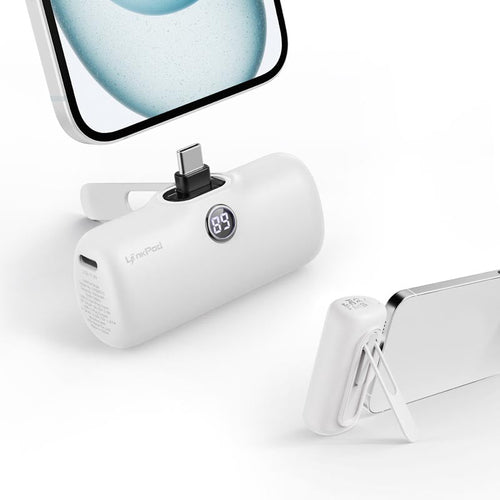 IWalk LinkPod Style 5000mAh Type C Power Bank with Foldable Stand (White)