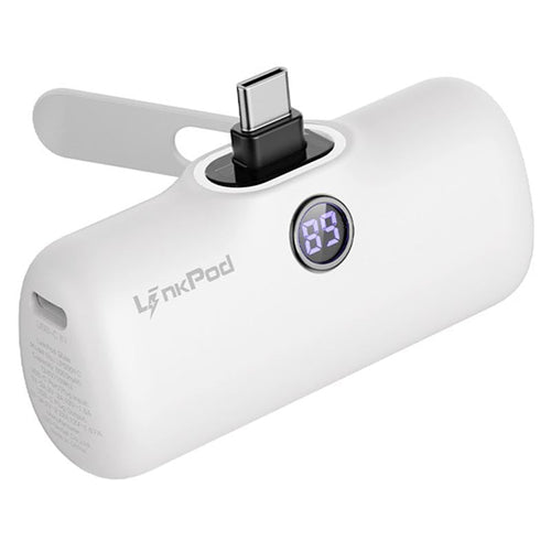 IWalk LinkPod Style 5000mAh Type C Power Bank with Foldable Stand (White)