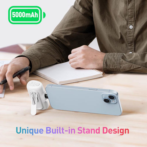 IWalk LinkPod Style 5000mAh Type C Power Bank with Foldable Stand (White)