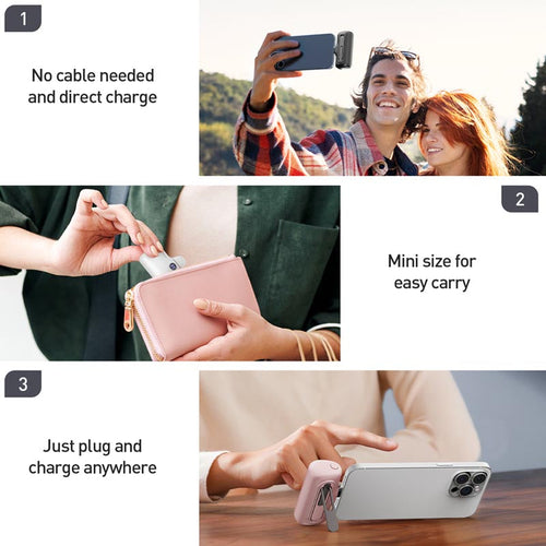 IWalk LinkPod Style 5000mAh Type C Power Bank with Foldable Stand (Pink)