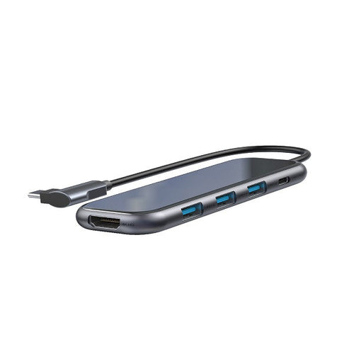 Baseus CAHUB-BZ0G Multi-functional HUB (Type-C to 3xUSB3.0+HD4K+PD) (Gray)