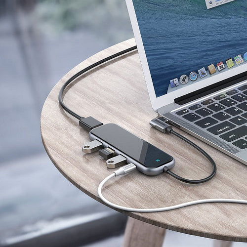 Baseus CAHUB-BZ0G Multi-functional HUB (Type-C to 3xUSB3.0+HD4K+PD) (Gray)