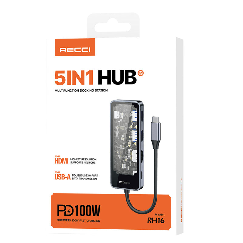 Recci RH16 5in1 PD 100W Multifunction Docking Station