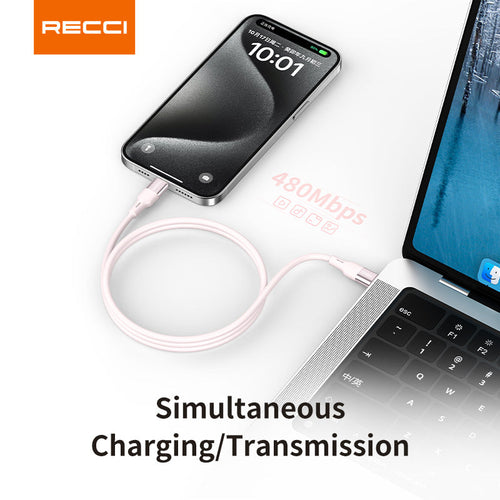 Recci RS22CC PD100W C-C Fast Charge Silicon Data Cable (1.5M) - Blue