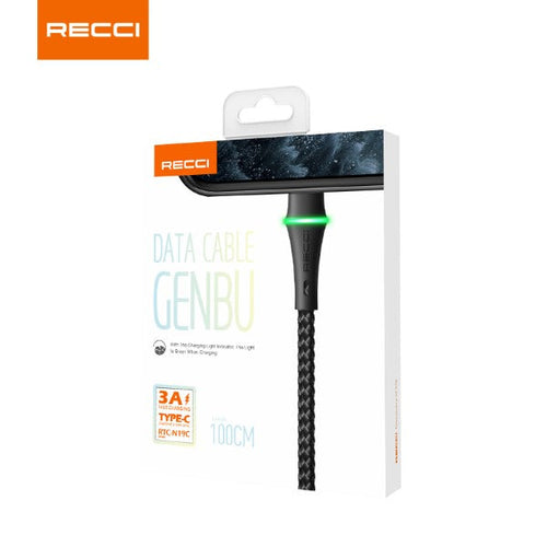 Recci RTC-N19C USB-A to Type C 3A Charing Cable 1M (Black)