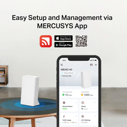 Mercusys MB260-4G Cat6 AX1500 WiFi Dual Band Router
